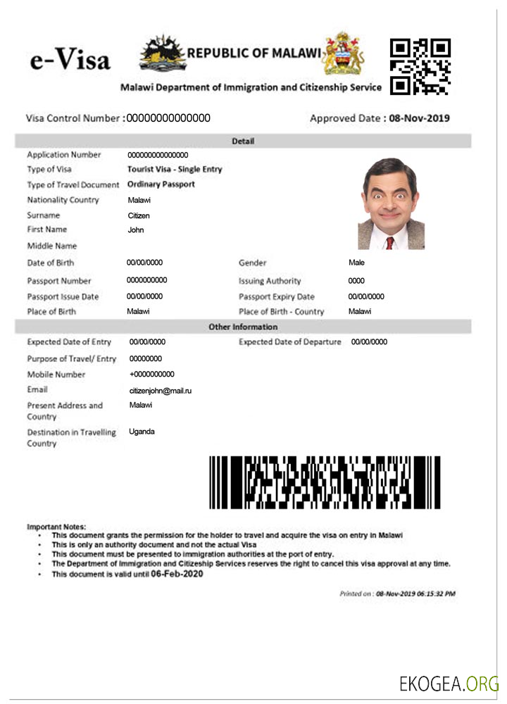 Visa électronique MALAWI